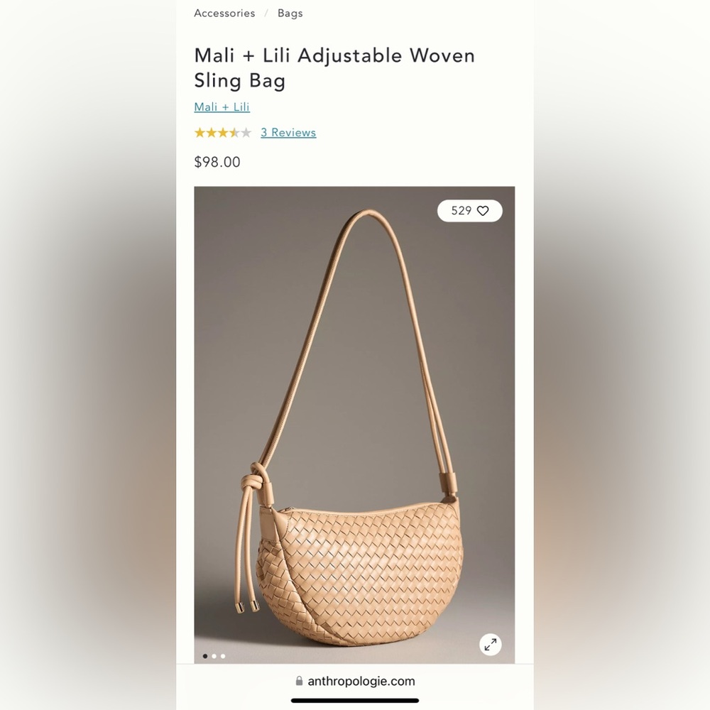 Anthropologie Tan Woven Shoulder Bag. Only worn once.